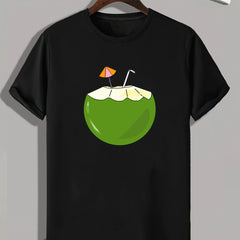 Coconut Juice Print Men's Graphic T-shirt for Summer