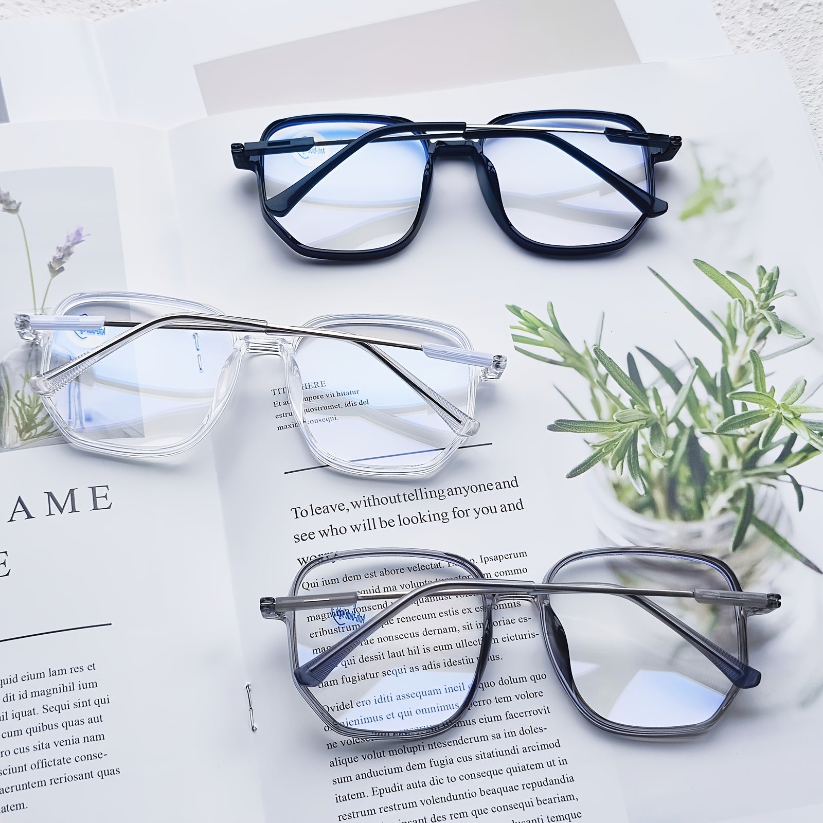 Square Anti Light Glasses Metal Frame