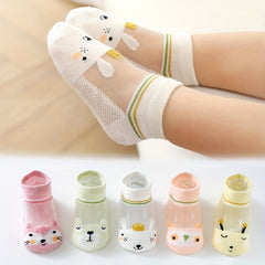 5 Pairs Kids Cartoon Animal Print Low Cut Ankle Socks