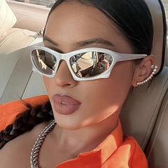 Y2K Wrap Around Sunglasses Cyberpunk Mirror Lens UV400