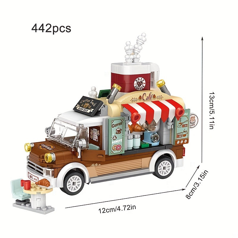 Coffee Cart Model Toy DIY Fun Assembly Building Blocks Adult Kids Toy Gift
