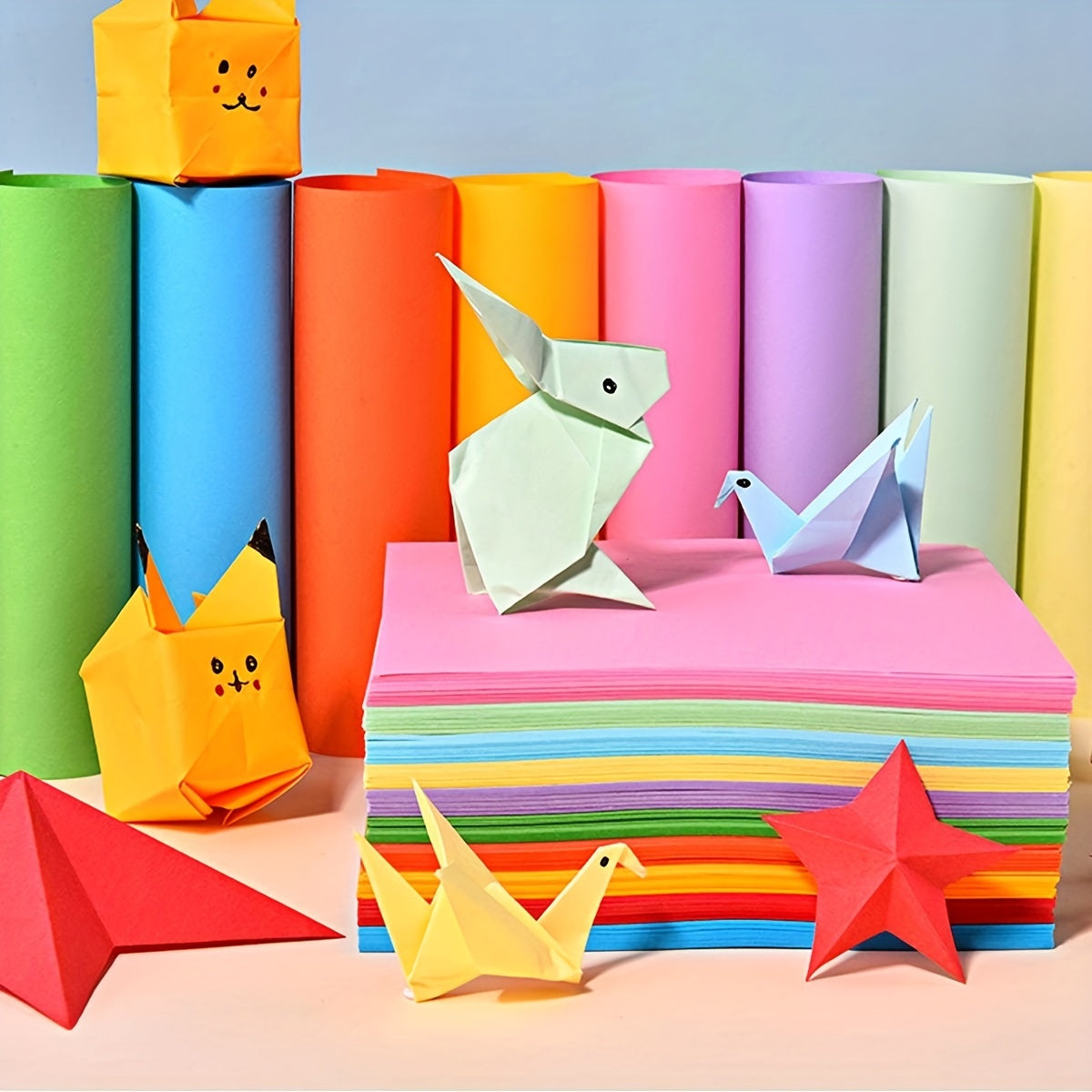 Students' Origami Paper Cutting Colorful Art Paper 100 Sheets