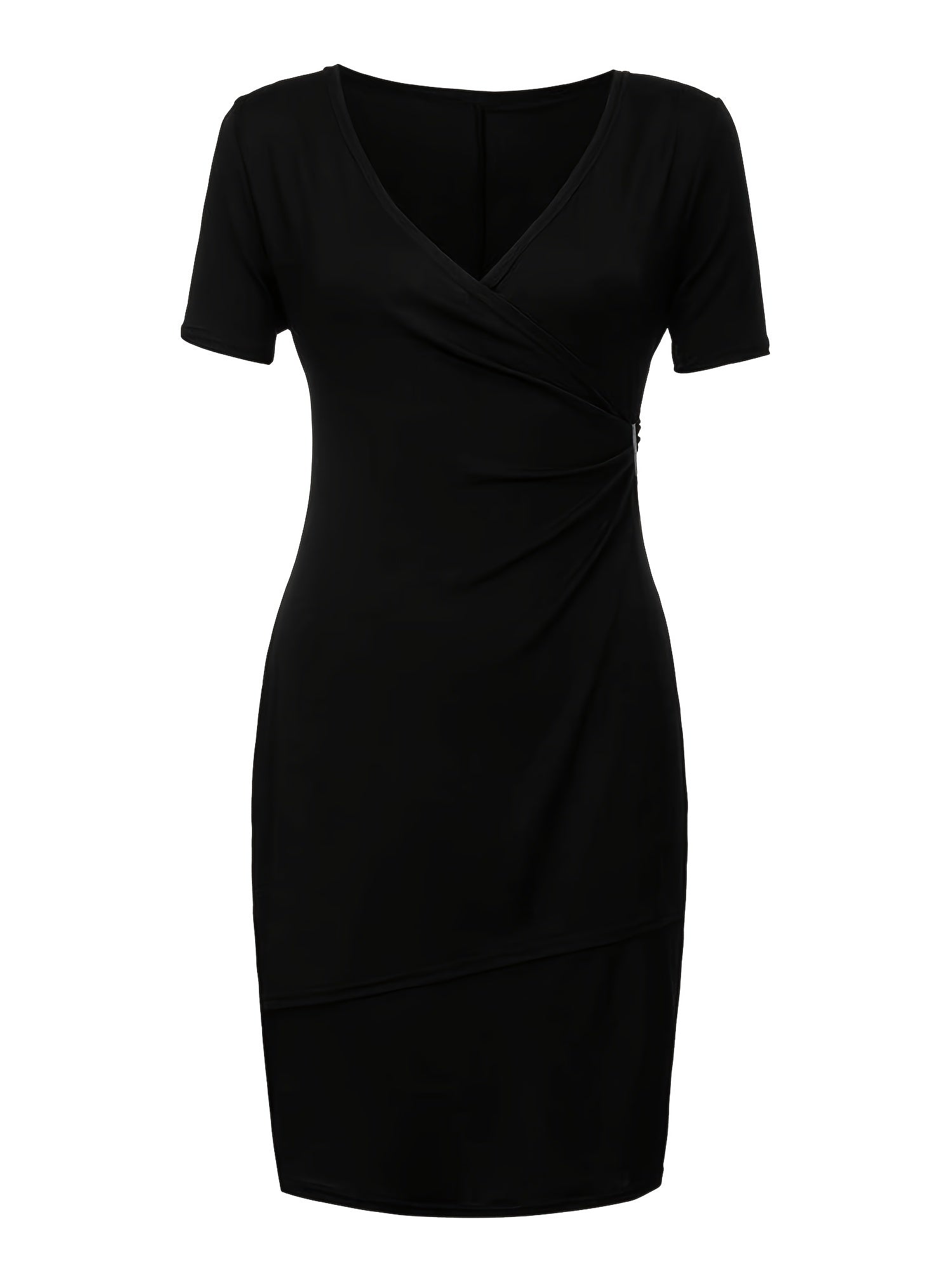 Sexy Dress Women's Plus Surplice Neck Notched Short Sleeve