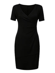 Sexy Dress Women's Plus Surplice Neck Notched Short Sleeve