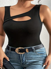 Women's Plus Size Cut Out Ribbed Tank Top