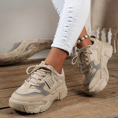 Women's Chunky Sneakers Faux Leather Mesh Dad Shoes