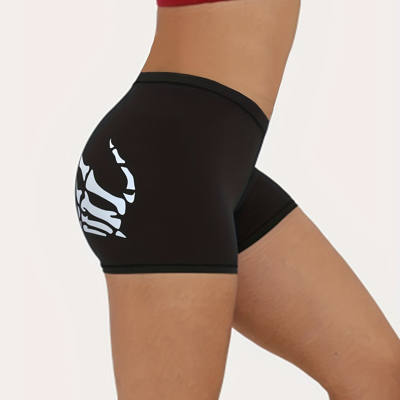 Skeleton Print Plus Size Sports Shorts for Halloween