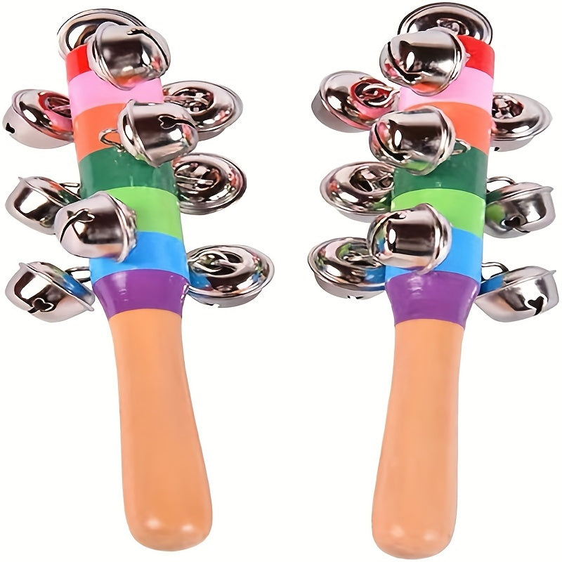 Colorful Wooden Jingle Bell Stick Music Toy