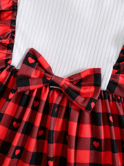 Toddler Baby Girls Stylish Red Block Bow Dress