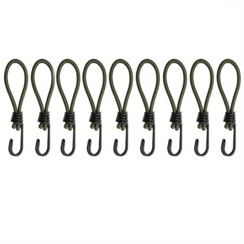 10pcs Elastic Tent Ropes with Buckle and Ground Nail Strap for Camping Canopy