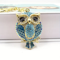 Owl Rhinestone Keychain Pendant Enamel Alloy Bag Ornament