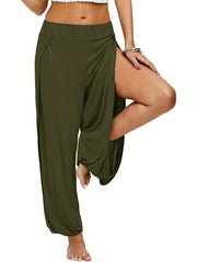 Ruffled Corset Leg Harem Pants Hollow Loose Long Length Pants