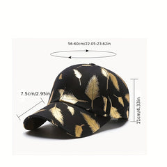 Unisex Sunshade Baseball Cap Bronzing Feather Pattern