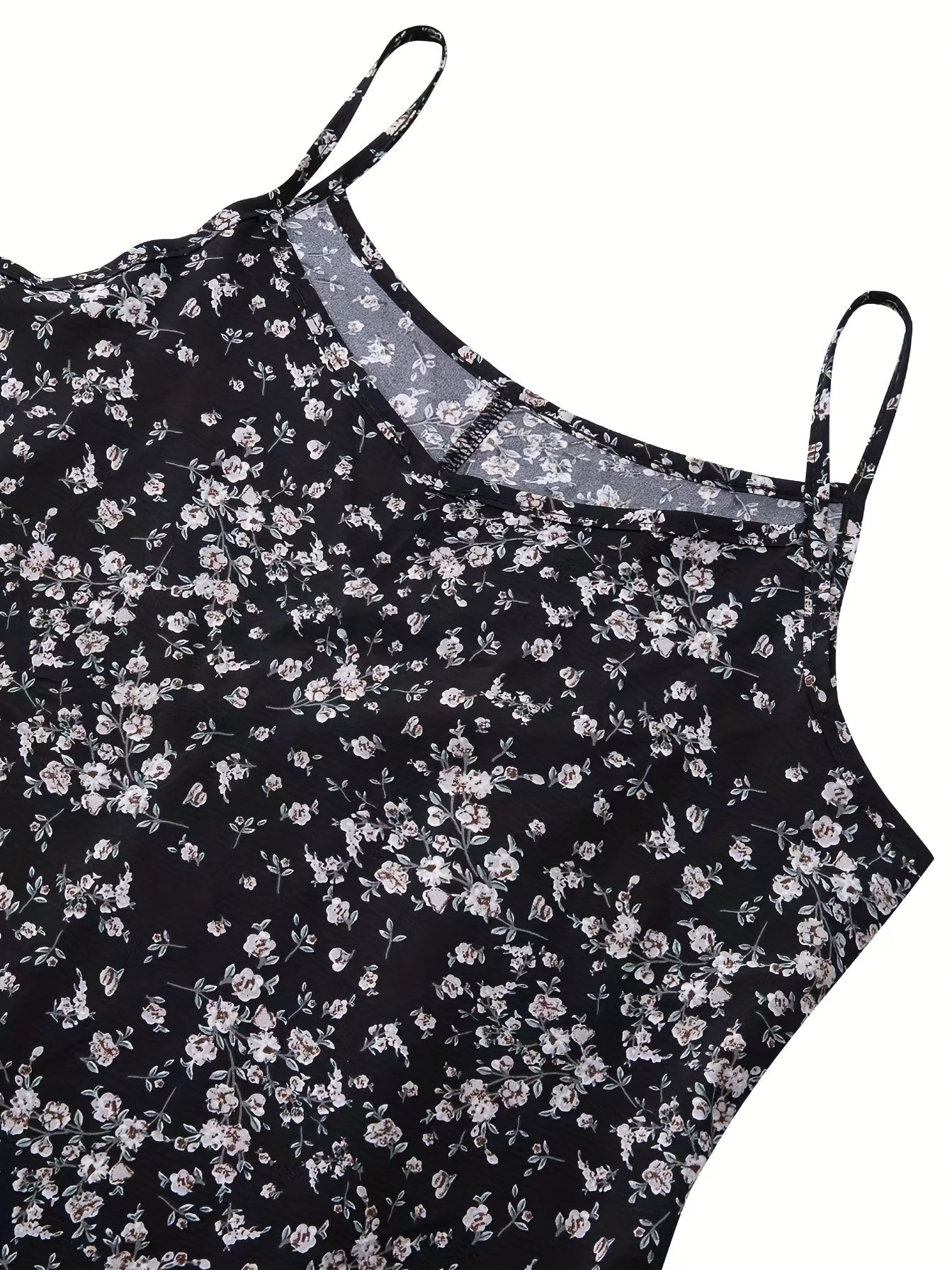 Floral Print V Neck Dress Spaghetti Strap Sleeveless