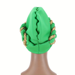 Green Sequin Twisted Braided Turban Head Wrap