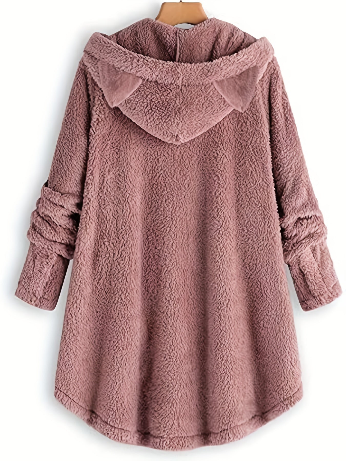 Solid Hooded Button Down Warm Jacket for Fall & Winter