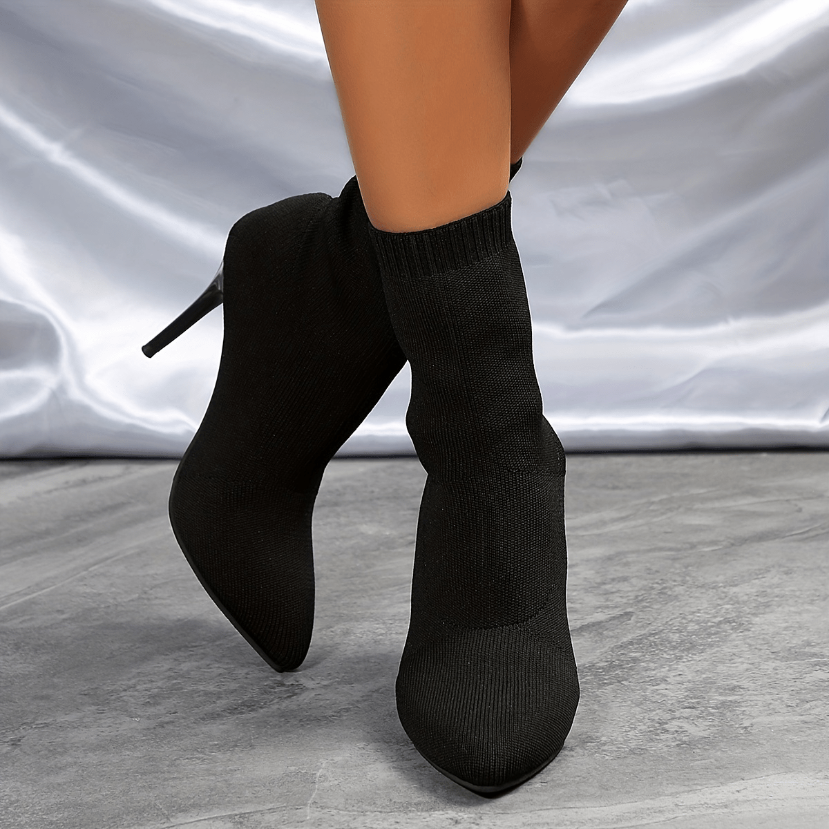 Women's Stiletto Heel Elastic Slim Dress Shoes