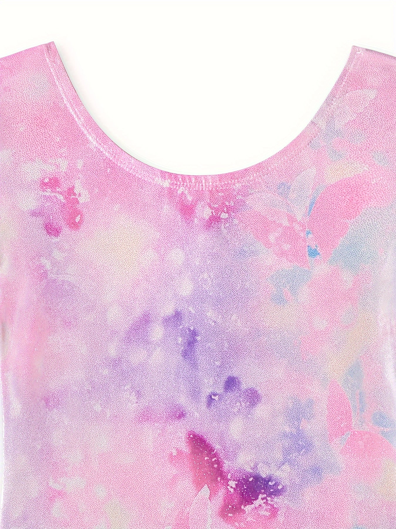 Girls Stretchy Tie Dye Long Sleeve Gymnastics Outfits Slim Dance Suit