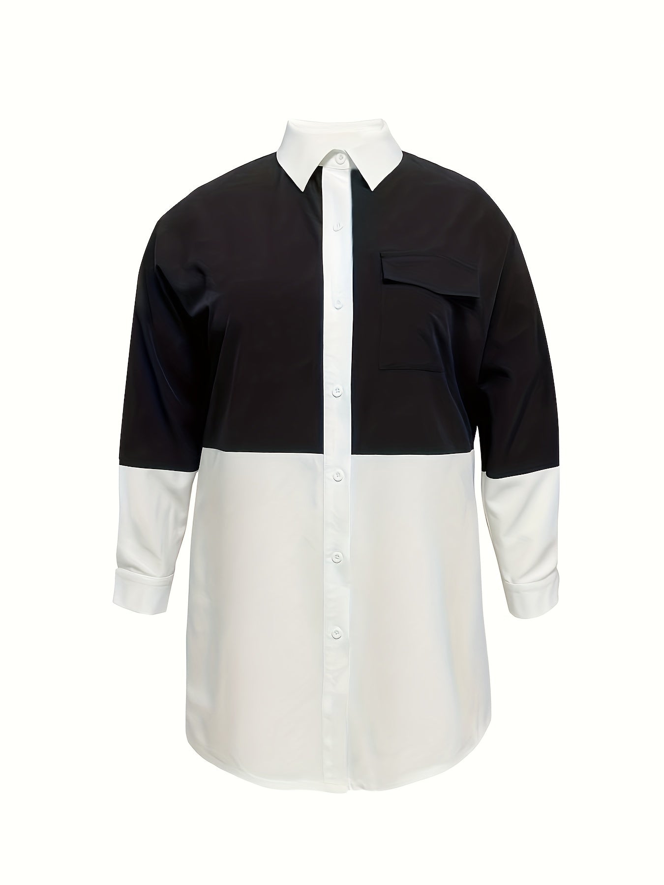 Colorblock Long Sleeve Shirt Dress