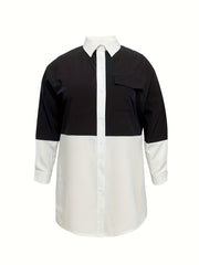 Colorblock Long Sleeve Shirt Dress