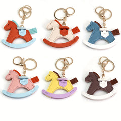 Girl's Leather Rocking Horse Keychain Pony Pendant Bag Pendant