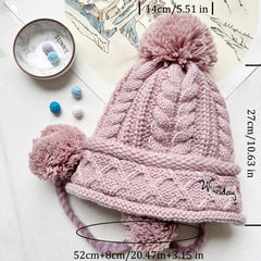 Winter Beanie Pom Pom Hat Stretch Knit Outdoor Sports Ski