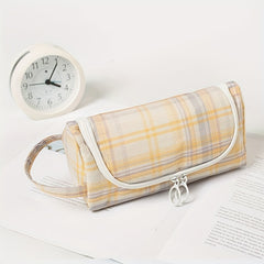 Plaid Net Large Capacity Pen Bag Makeup Bag