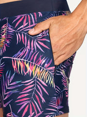 Leaves Print Quick drying Drawstring Men's Swim Trunks