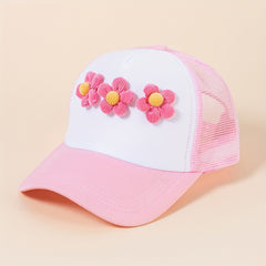 Pink Trucker Hat Flower Heart Letter Baseball Cap Mesh Sunshade Dad H
