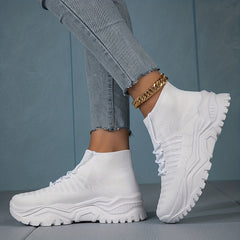Women's Solid Thick Bottom Sock Sneakers Soft Breathable Sport Shoes