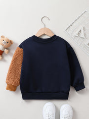 Bear Print Boys Casual Pullover Sweatshirt Long Sleeve Crew Neck Tops