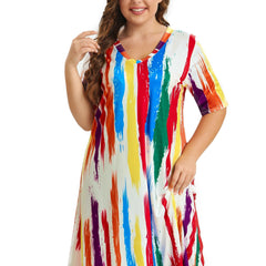 Rainbow Striped Tee Sleep Dress
