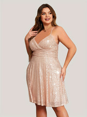 Sequin Surplice Neck Cami Dress