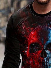 Skull 3d Print Men's Long Sleeve T-shirt For Autumn