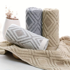 2pcs Rhombus Hand Towels Set Soft Absorbent Decorative Cotton