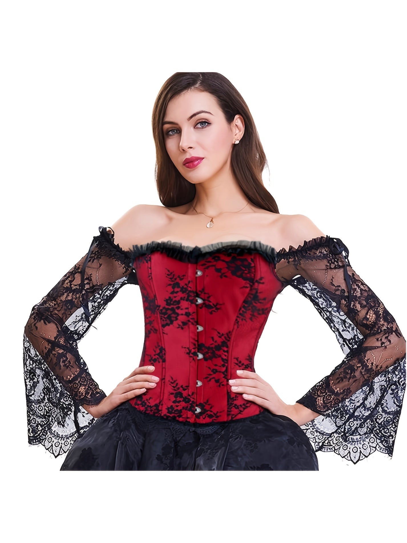 Gothic Flounce Sleeve Corset Bustier Shapewear Top