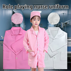 2pcs Kids Nurse Role Play Outfit Pink & Polyester Costume with Capes Pumps