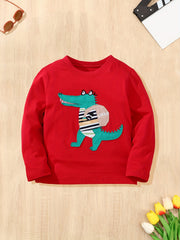 Boys Dino Pattern Long Sleeve T-Shirt