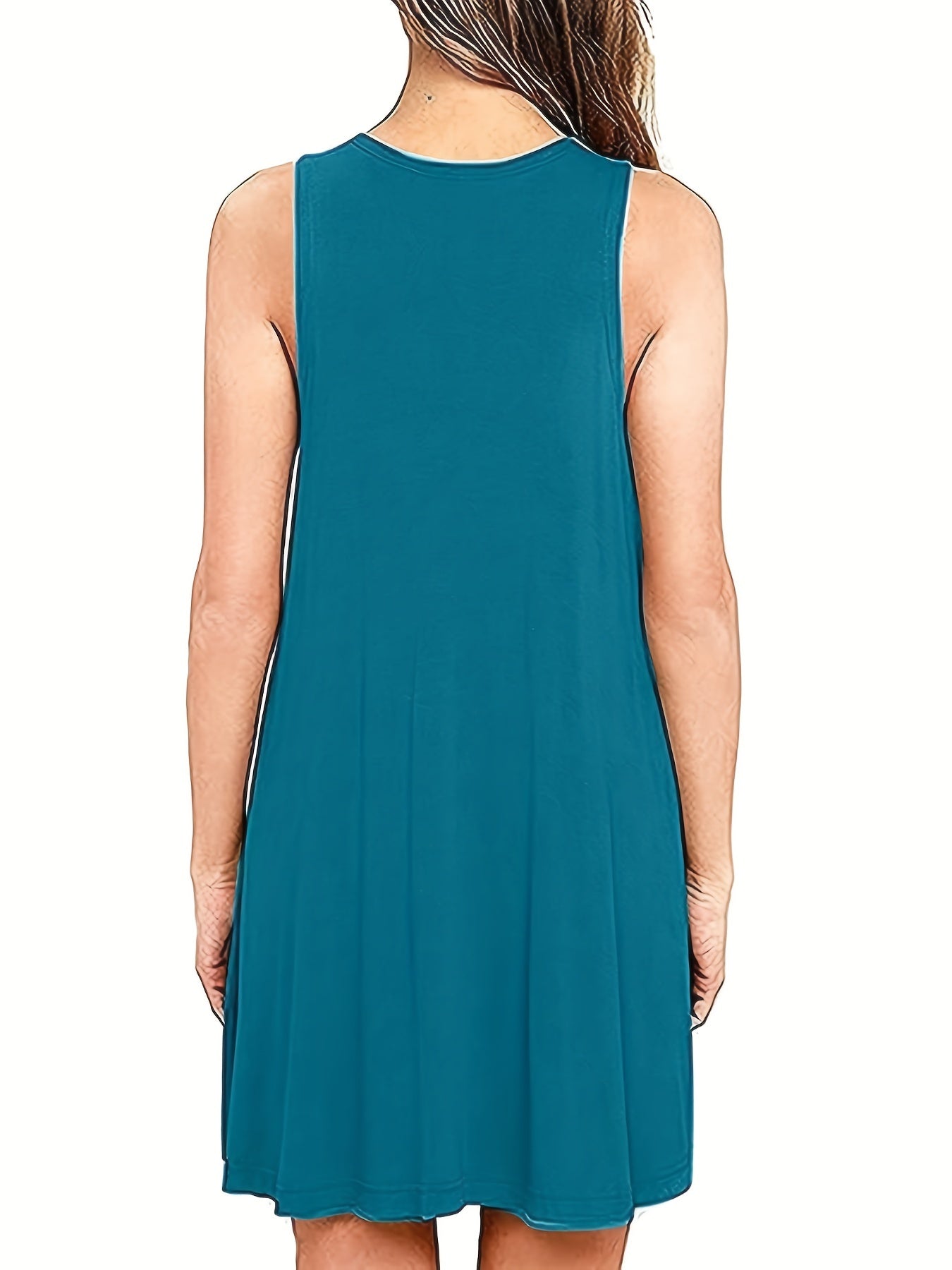 V Neck Tank Dress With Pockets