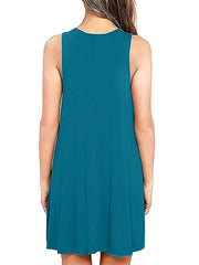V Neck Tank Dress With Pockets