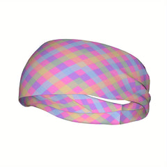Men's Pastel Purple Pink Gradient Headband for Gym Running Soft Stretch Fit