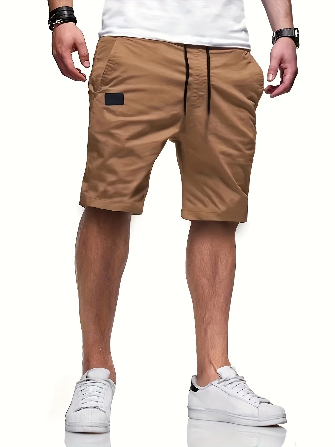 Men's Drawstring Cargo Short Pants Lightweight Flap Pocket Shorts