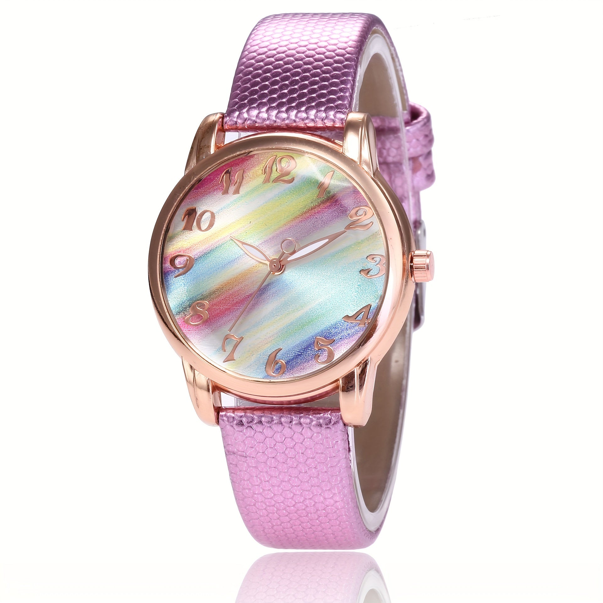 Rainbow Sugar Quartz Women's Watch Casual Colorful Leather Wristwatch