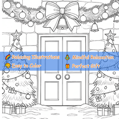 Christmas Adult Coloring Book Santa & Christmas Tree Designs