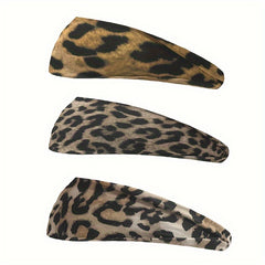 3pcs Animal Print Sports Sweatband Non Slip Headband for Running Yoga Fitness