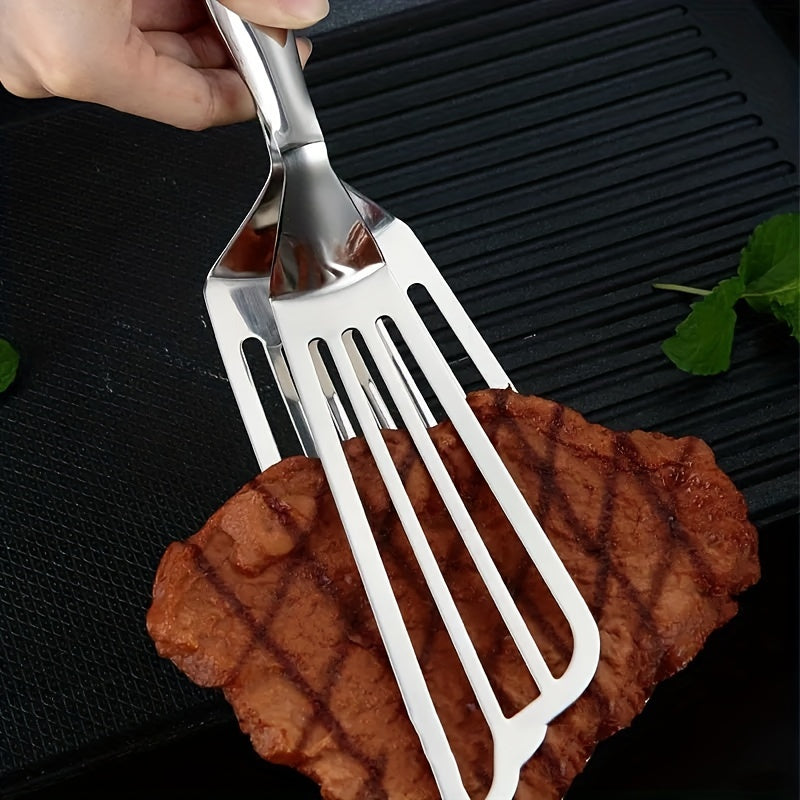 Stainless Steel Steak Clamp Grilling Tongs for Flipping Frying Food