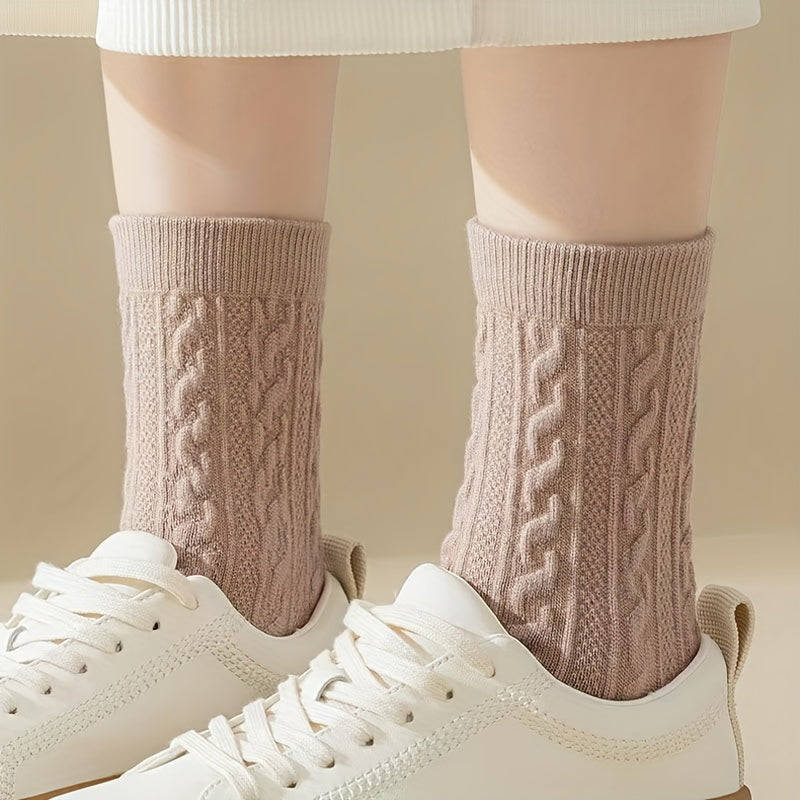 6 Pairs Twist Textured Socks Women's Stockings & Hosiery