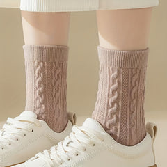 6 Pairs Twist Textured Socks Women's Stockings & Hosiery