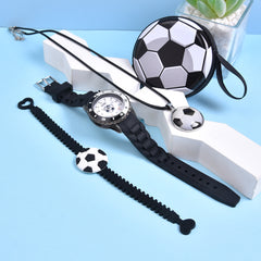 Boys' LED Light Up Watch Set with Soccer Sports Wristband & Necklace