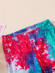 Girls Tie Dye Athletic Workout Leggings High Waist Yoga Pants